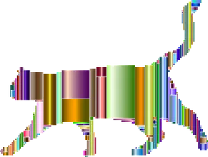 Abstract Colorful Cat Silhouette