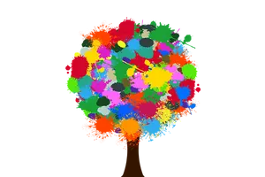Abstract Colorful Splatter Tree