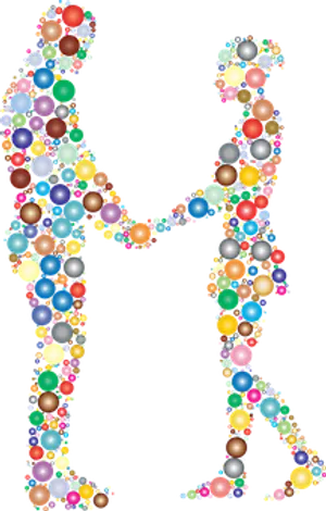 Abstract Couple Silhouette Bubble Art PNG