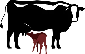 Abstract Cowand Calf Silhouette