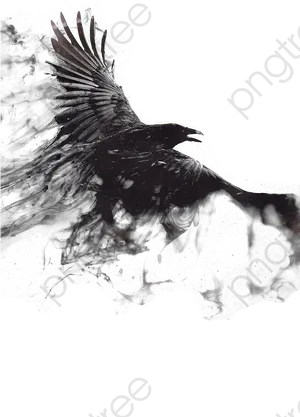 Abstract Crow In Flight