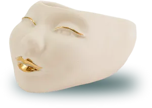 Abstract Face Planterwith Gold Features PNG image