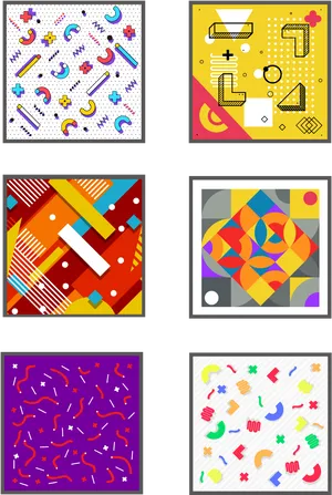 Abstract Geometric Artwork Collection PNG image