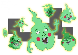 Abstract Ghostly Faces Illustration PNG
