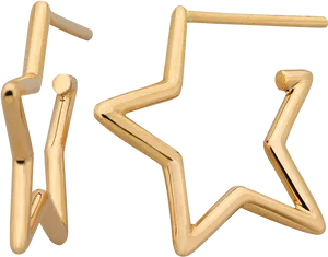 Abstract Golden Star Earrings PNG