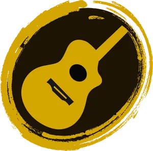 Abstract Guitar Icon Yellowand Black PNG image