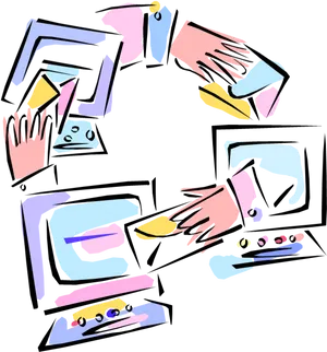 Abstract Hands Interaction PNG image