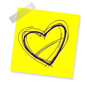 Abstract Heart Doodleon Yellow Sticky Note