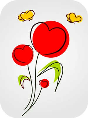 Abstract Heart Flowers Art