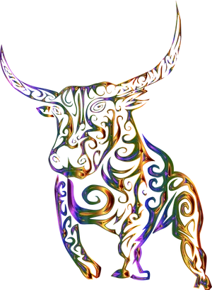 Abstract Metallic Bull Artwork PNG image