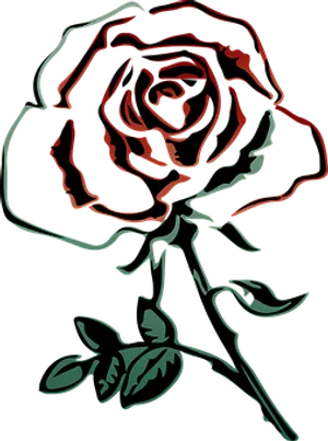 Abstract Neon Outline Rose Art