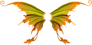Abstract Orange Green Wings Artwork PNG image
