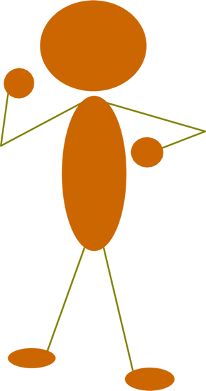 Abstract Orange Stick Figure Thinking PNG image