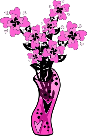 Abstract Pink Flowersin Vase PNG image
