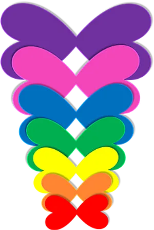 Abstract Rainbow Hearts Stacked PNG image
