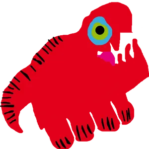 Abstract Red Creature Artwork PNG image
