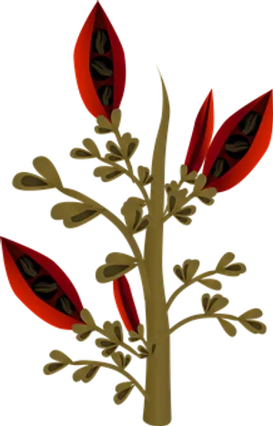 Abstract Red Leaf Plant Illustration