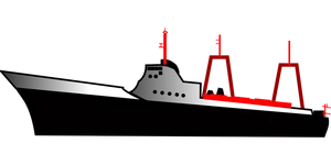Abstract Red Ship Outlineon Black Background