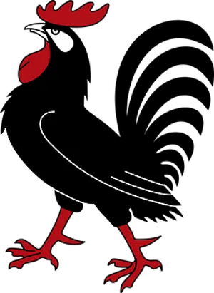 Abstract Redand Black Rooster Art
