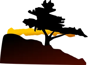 Abstract Savanna Sunset Silhouette
