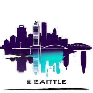 Abstract Seattle Skyline Graphic PNG Imj53