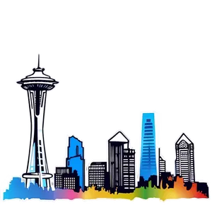 Abstract Seattle Skyline Graphic PNG Vpi