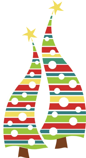 Abstract Striped Christmas Trees Clipart PNG image