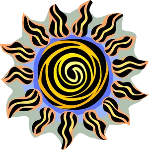 Abstract Sun Spiral Vector Art PNG image