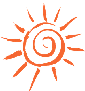 Abstract Sun Symbol Orangeon Black