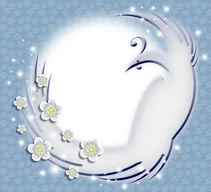 Abstract Swan Silhouette Floral Design