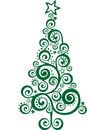 Abstract Swirl Christmas Tree Design PNG image