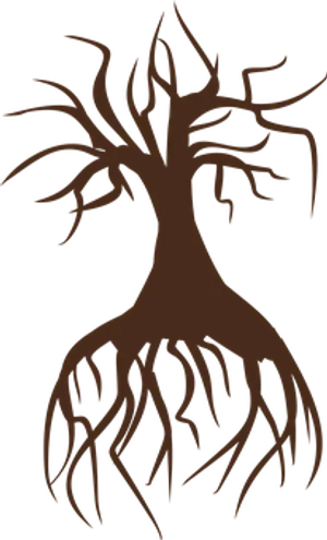 Abstract Tree Silhouettewith Roots