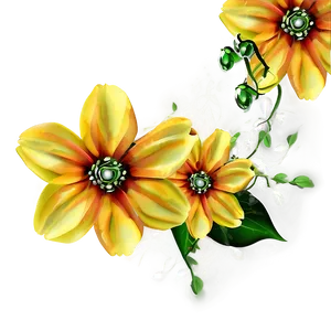 Abstract Yellow Flowers PNG Trk