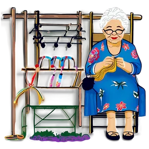 Abuela Knitting Clipart Png 06292024 PNG image