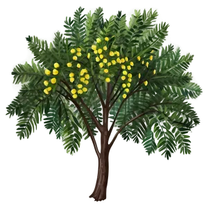 Acacia Tree Botanical Drawing PNG 06132024