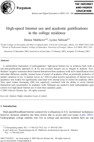 Academic Journal Article Internet Use
