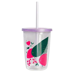 Acrylic Tumbler Cup With Straw Png 45 PNG image