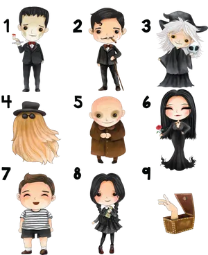 Addams Family Cartoon Characters PNG image