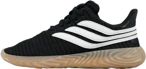 Adidas Black Sneakerwith White Stripesand Tan Sole