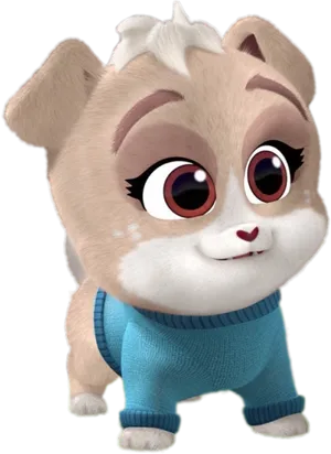 Adorable Animated Puppyin Blue Sweater