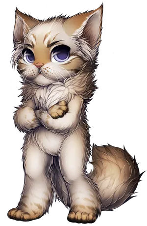 Adorable Anime Style Kitten PNG image