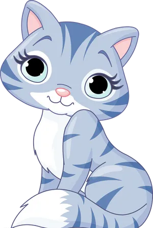 Adorable Blue Striped Cartoon Cat