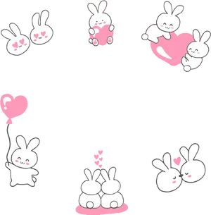 Adorable Bunny Love Pattern PNG image