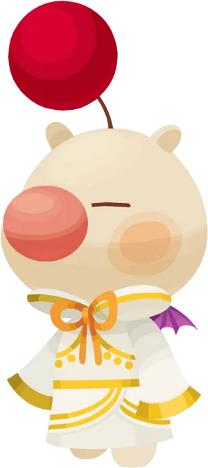 Adorable Cartoon Bearwith Red Balloon PNG
