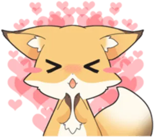 Adorable Fox Surrounded By Hearts