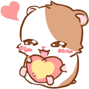 Adorable Hamster With Heart PNG image