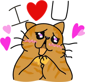 Adorable Love Struck Cat PNG image