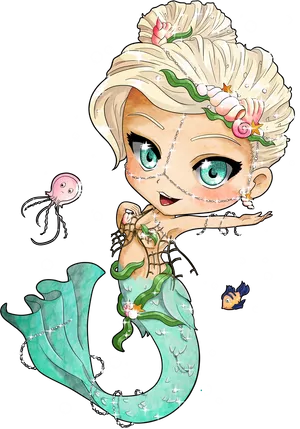 Adorable Mermaid Cartoon Clipart PNG image