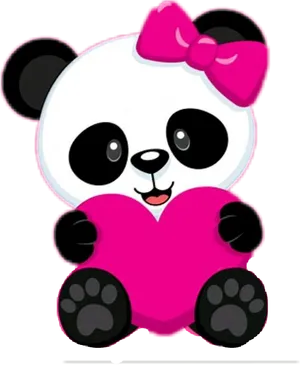 Adorable Pink Bow Panda PNG image