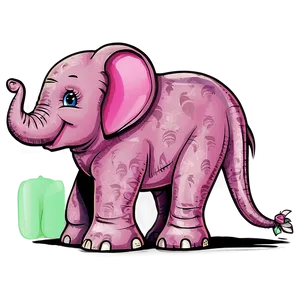 Adorable Pink Elephant Png 2 PNG image